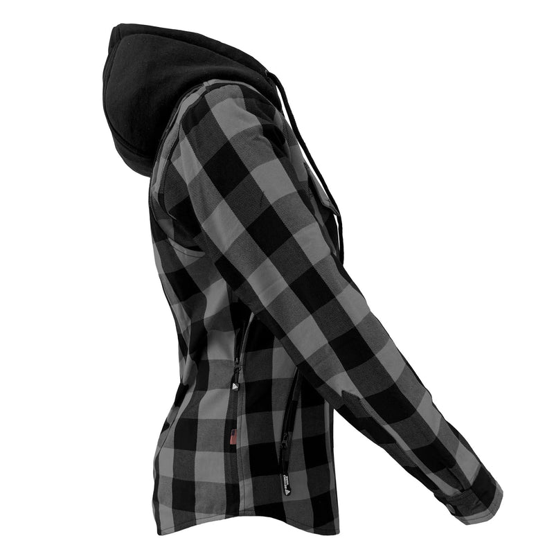 Load image into Gallery viewer, Protective Flannel Hoodie for Women - Gray and Black Checkered
