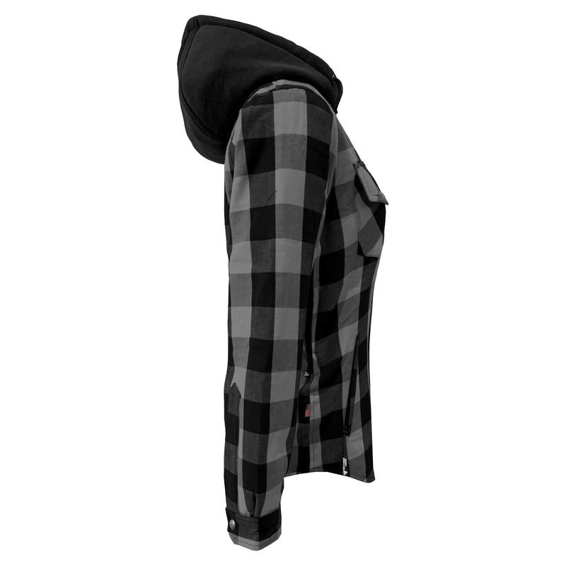 Load image into Gallery viewer, Protective Flannel Hoodie for Women - Gray and Black Checkered
