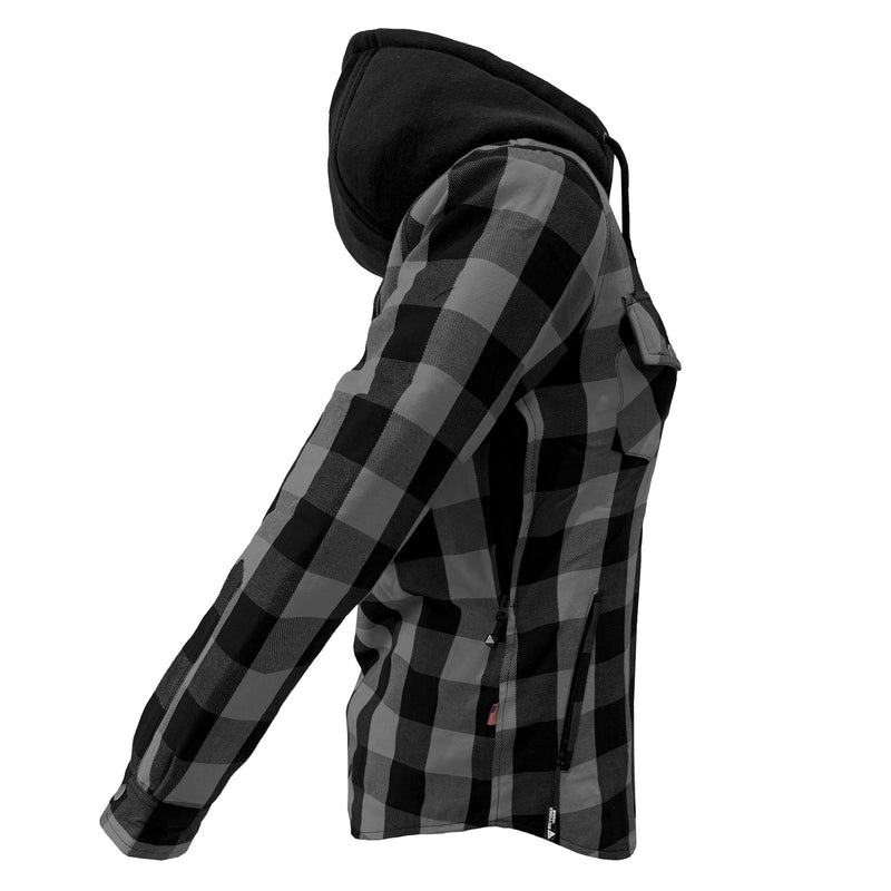 Load image into Gallery viewer, Protective Flannel Hoodie for Women - Gray and Black Checkered
