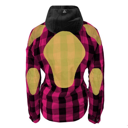 Protective Flannel Hoodie for Women - Pink and Black Checkered