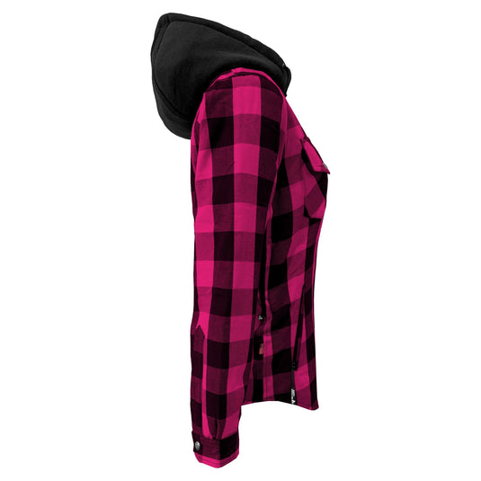 Protective Flannel Hoodie for Women - Pink and Black Checkered