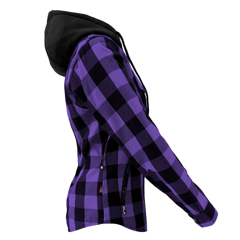 Load image into Gallery viewer, Protective Flannel Hoodie for Women - Purple and Black Checkered
