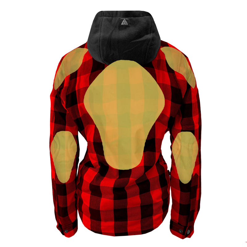 Load image into Gallery viewer, Protective Flannel Hoodie for Women - Red and Black Checkered
