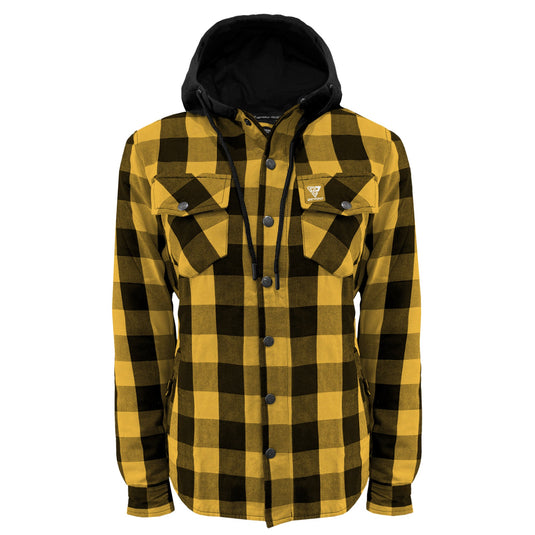 Protective Flannel Hoodie for Women - Yellow and Black Checkered