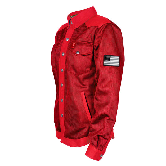 Protective Summer Mesh Shirt for Women - Red Solid