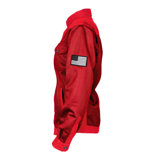 Protective Summer Mesh Shirt for Women - Red Solid