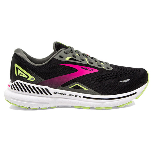 Women's Brooks Adrenaline GTS 23, Black/Gunmetal/Sharp Green, 6 2A Narrow - Skoutley Outdoors LLC