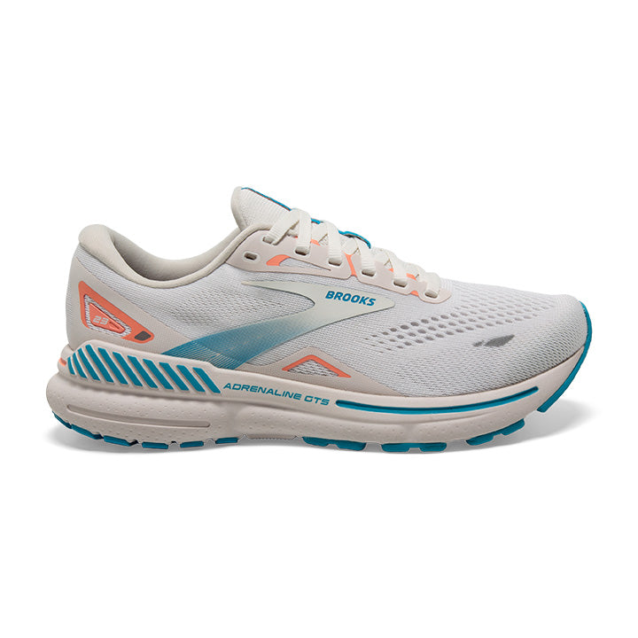 Women's Brooks Adrenaline GTS 23, Coconut/Papaya/Blue, 5.5 B Medium - Skoutley Outdoors LLC