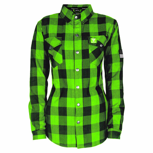 Protective Flannel Shirt for Women - Green Checkered