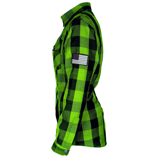 Protective Flannel Shirt for Women - Green Checkered