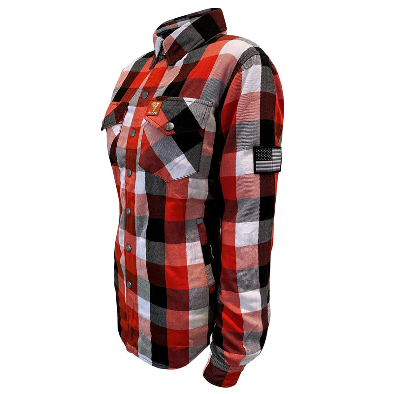 Load image into Gallery viewer, Protective Flannel Shirt for Women - Red Black White Checkered
