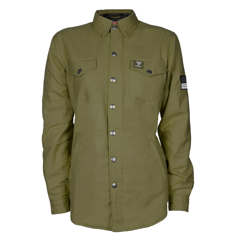 Load image into Gallery viewer, Protective Flannel Shirt for Women - Army Green Solid
