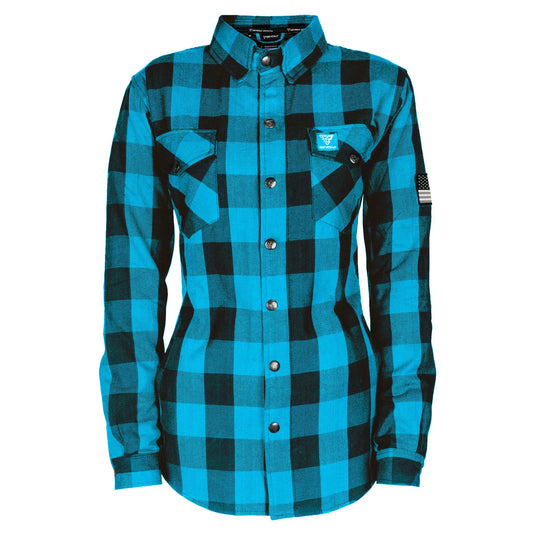 Protective Flannel Shirt for Women - Aqua Blue Checkered