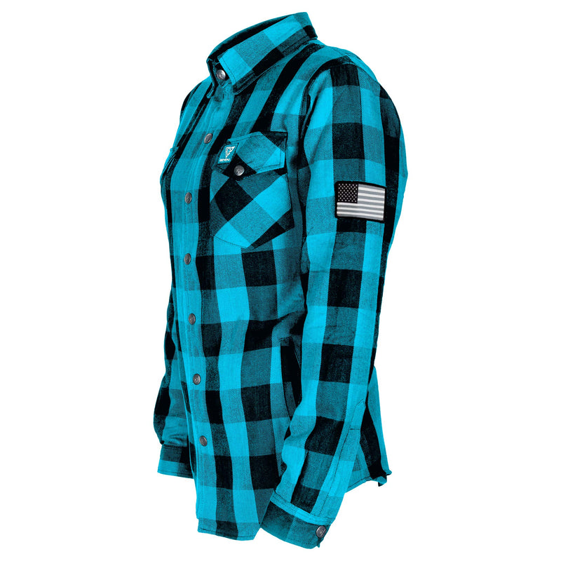 Load image into Gallery viewer, Protective Flannel Shirt for Women - Aqua Blue Checkered
