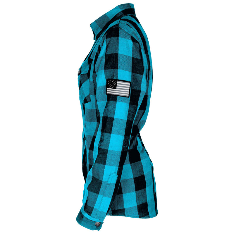 Load image into Gallery viewer, Protective Flannel Shirt for Women - Aqua Blue Checkered
