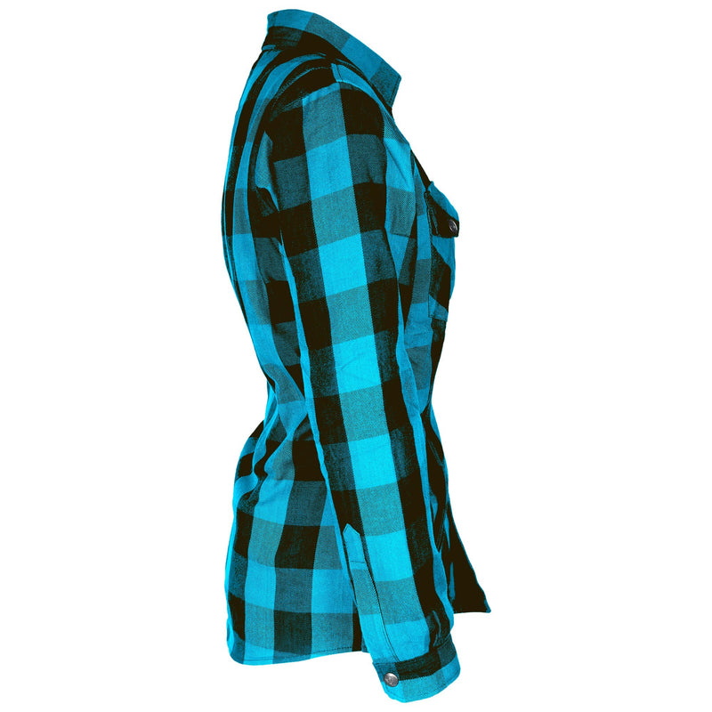 Load image into Gallery viewer, Protective Flannel Shirt for Women - Aqua Blue Checkered
