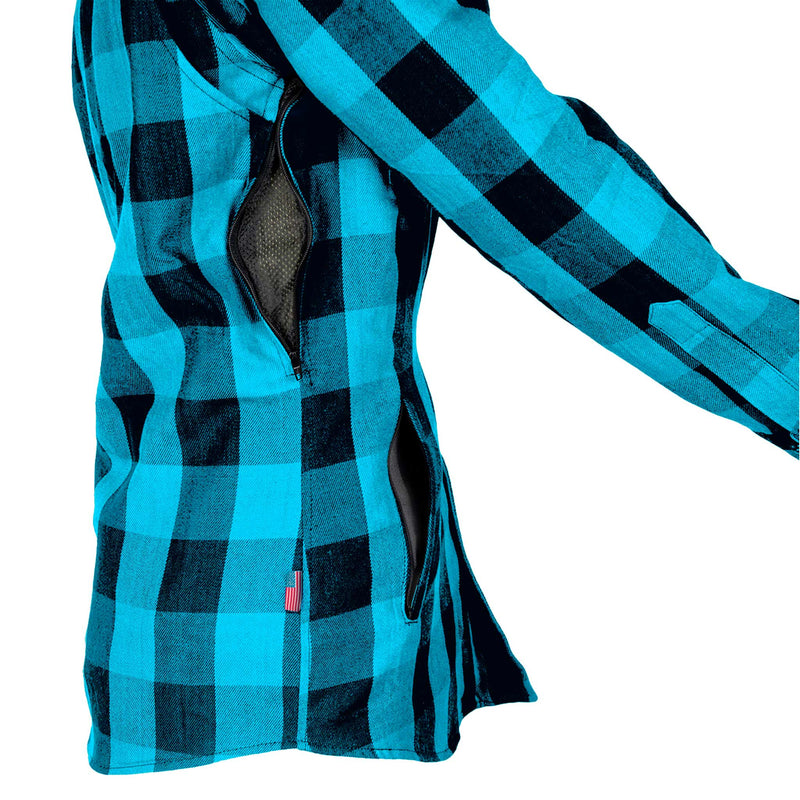 Load image into Gallery viewer, Protective Flannel Shirt for Women - Aqua Blue Checkered

