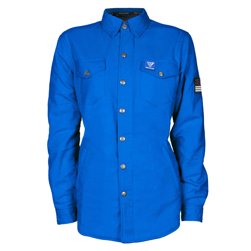 Load image into Gallery viewer, Protective Flannel Shirt for Women - Blue Solid with Pads
