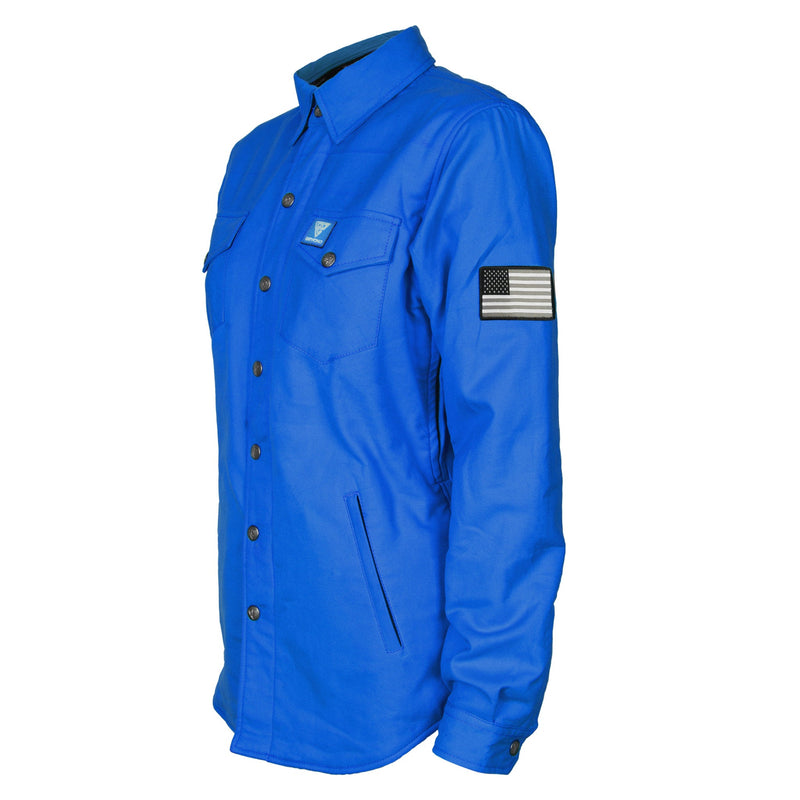 Load image into Gallery viewer, Protective Flannel Shirt for Women - Blue Solid with Pads
