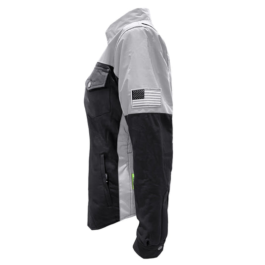 Flannel Reflective Shirt "Alloy Eclipse" for Women - Black and Silver