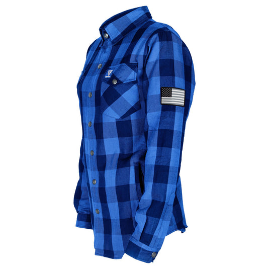 Protective Flannel Shirt for Women - Blue Checkered