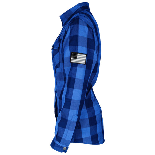 Protective Flannel Shirt for Women - Blue Checkered