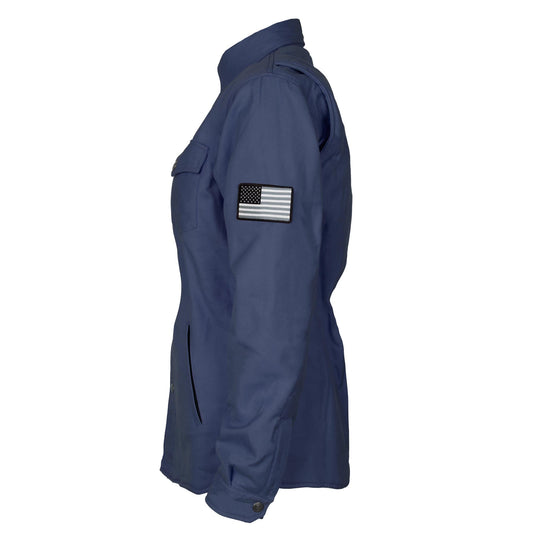 Protective Flannel Shirt for Women - Navy Blue Solid