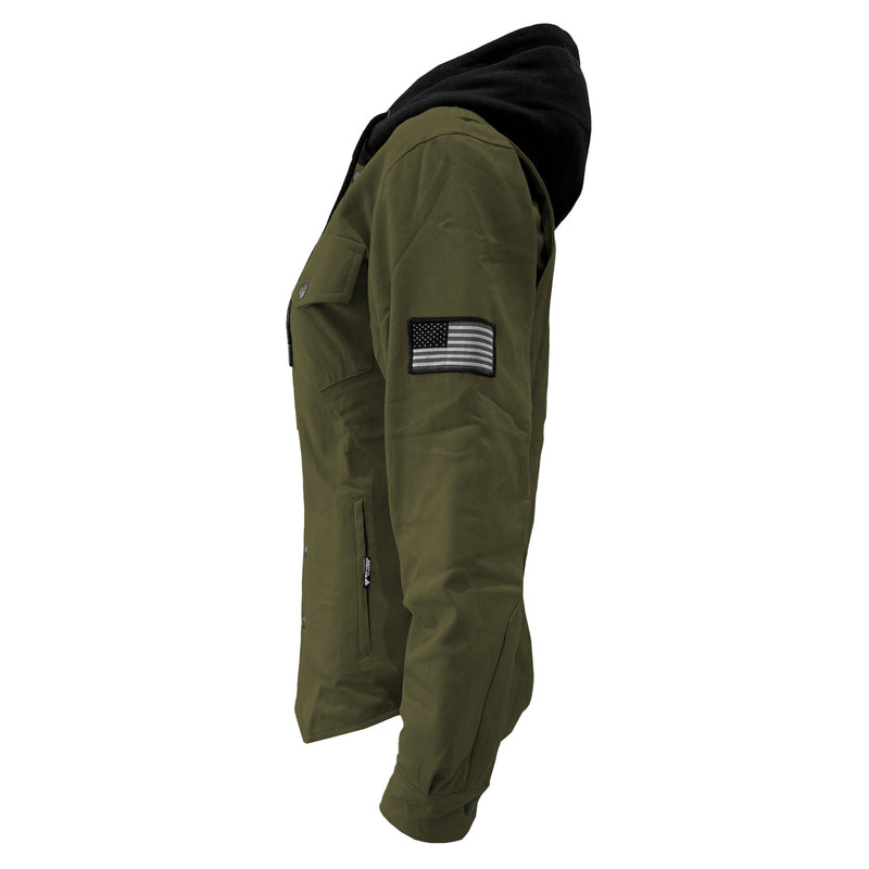 Load image into Gallery viewer, Protective Flannel Hoodie For Women - Army Green Solid
