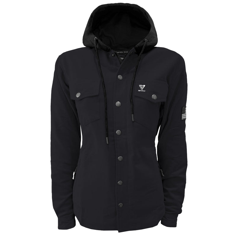Load image into Gallery viewer, Protective Flannel Hoodie For Women - Black Solid
