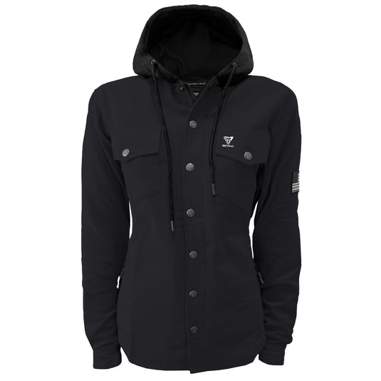 Protective Flannel Hoodie For Women - Black Solid