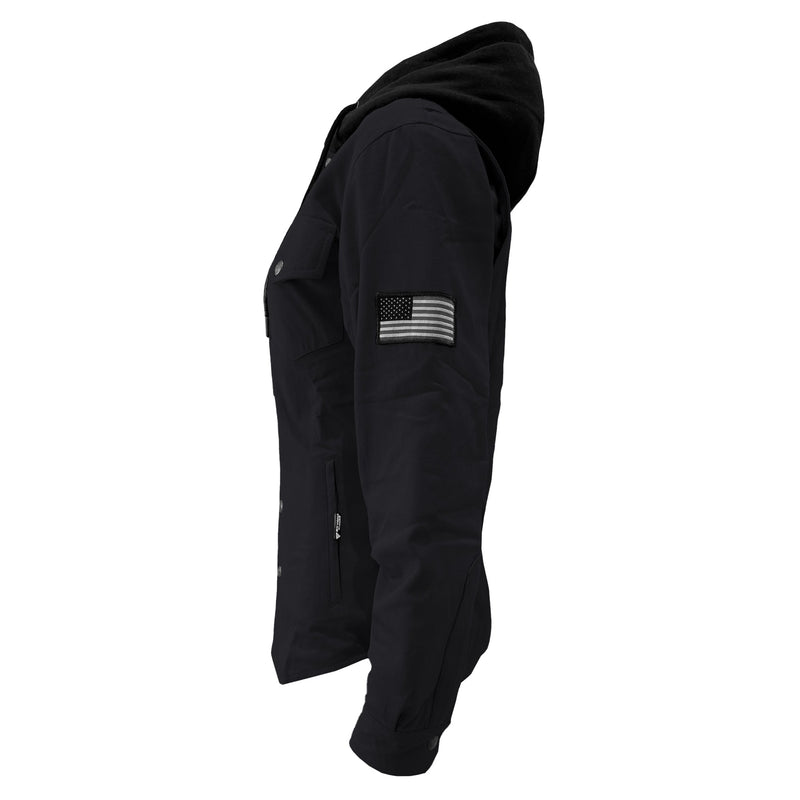 Load image into Gallery viewer, Protective Flannel Hoodie For Women - Black Solid
