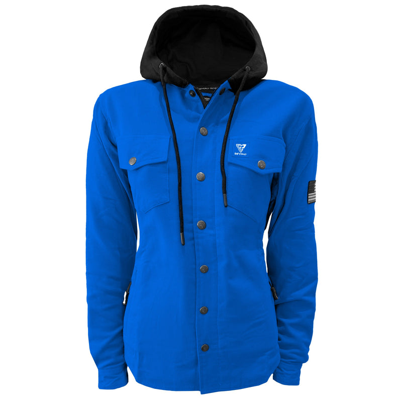 Load image into Gallery viewer, Protective Flannel Hoodie For Women - Blue Solid
