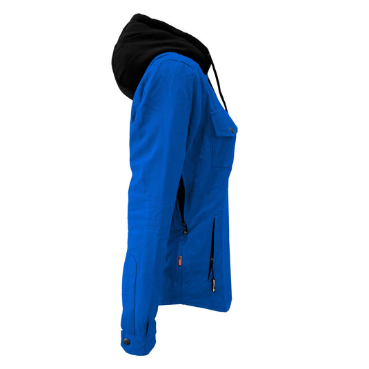 Protective Flannel Hoodie For Women - Blue Solid