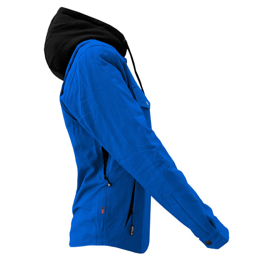 Protective Flannel Hoodie For Women - Blue Solid