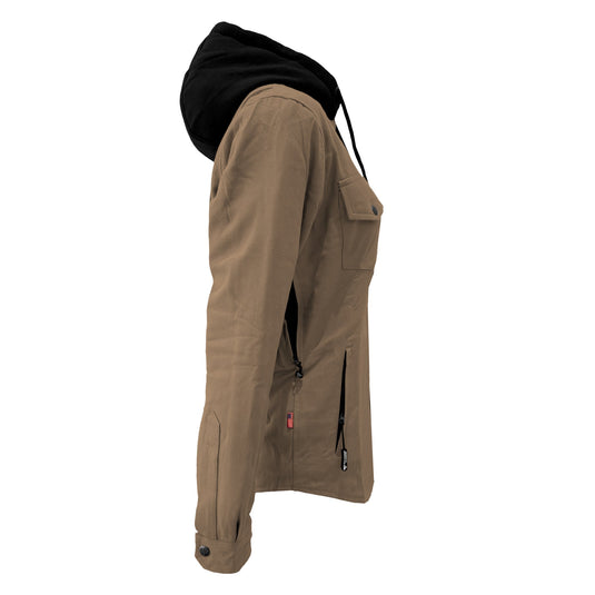 Protective Flannel Hoodie For Women - Camel Solid