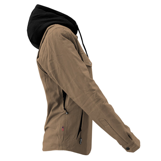 Protective Flannel Hoodie For Women - Camel Solid