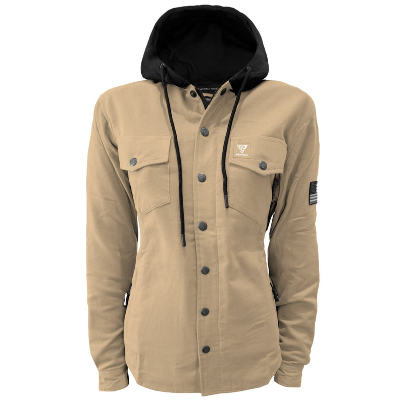 Load image into Gallery viewer, Protective Flannel Hoodie For Women - Khaki Solid
