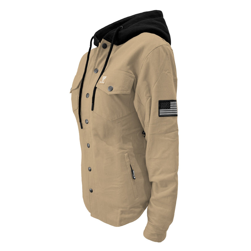 Load image into Gallery viewer, Protective Flannel Hoodie For Women - Khaki Solid
