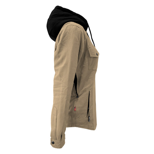 Protective Flannel Hoodie For Women - Khaki Solid