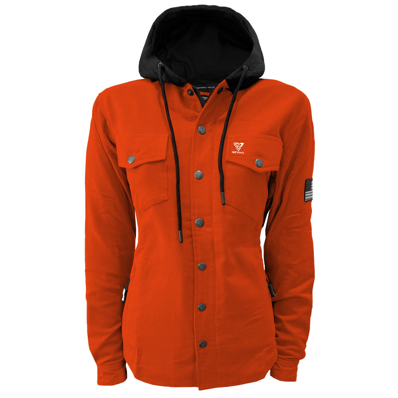 Load image into Gallery viewer, Protective Flannel Hoodie For Women - Orange Solid
