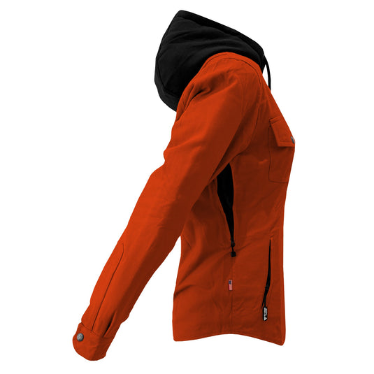 Protective Flannel Hoodie For Women - Orange Solid