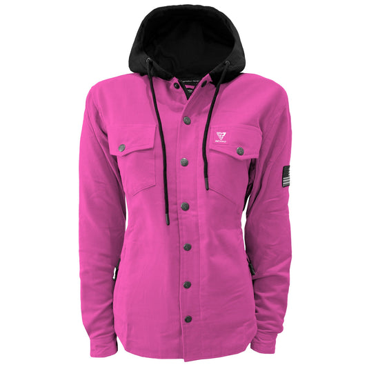 Protective Flannel Hoodie For Women - Pink Solid