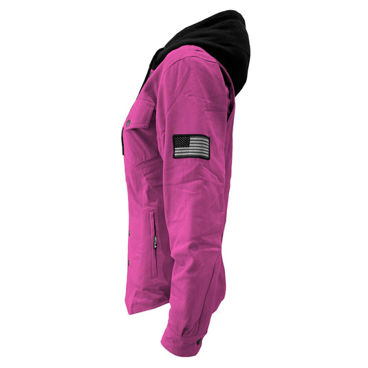 Protective Flannel Hoodie For Women - Pink Solid