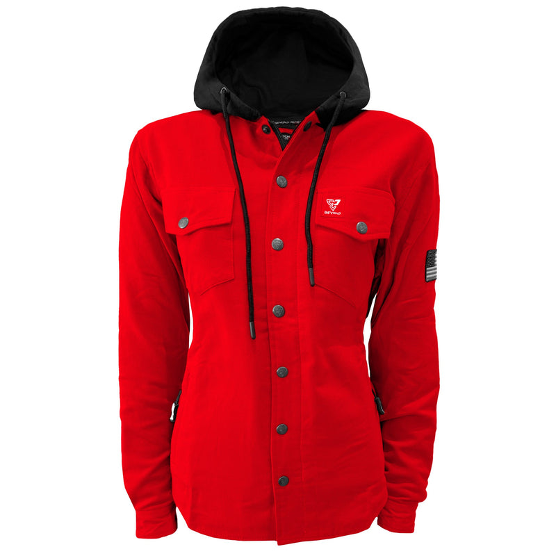 Load image into Gallery viewer, Protective Flannel Hoodie For Women - Red Solid
