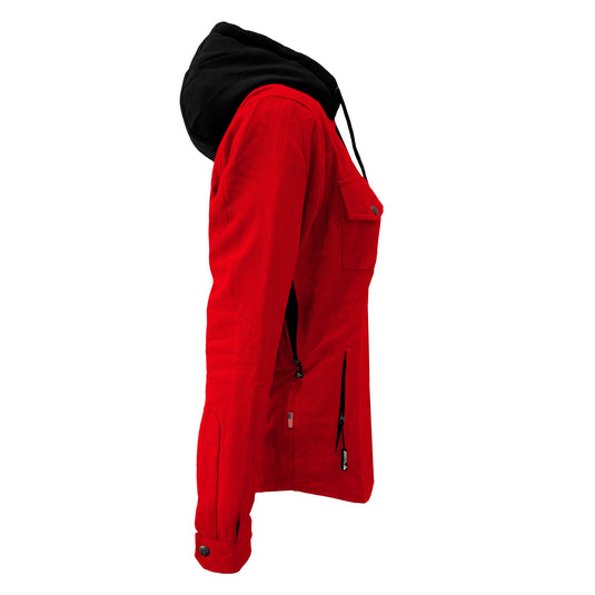 Protective Flannel Hoodie For Women - Red Solid