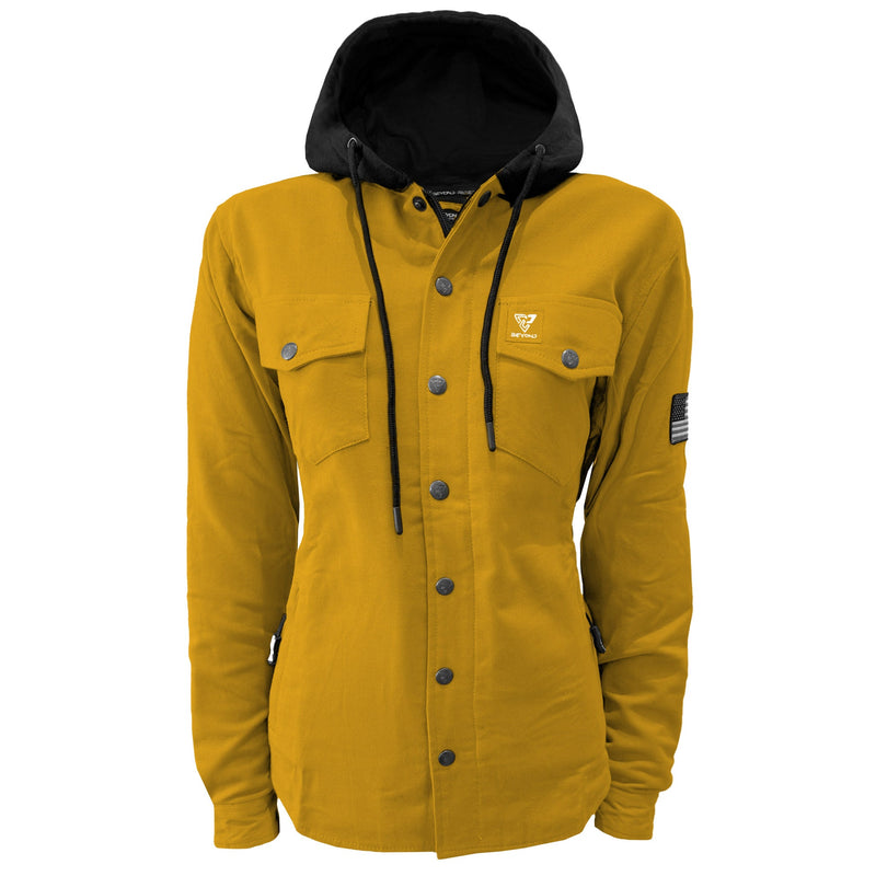 Load image into Gallery viewer, Protective Flannel Hoodie For Women - Yellow Solid with Pads
