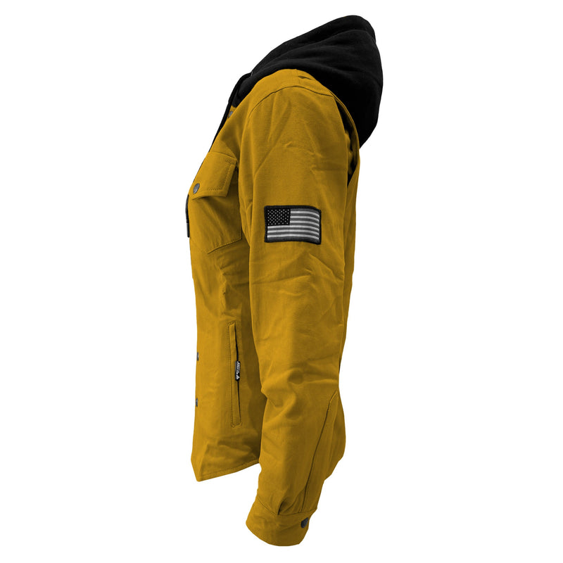 Load image into Gallery viewer, Protective Flannel Hoodie For Women - Yellow Solid with Pads
