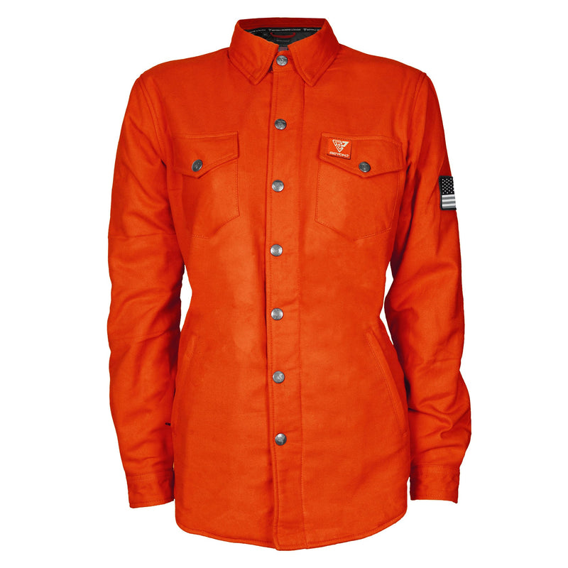Load image into Gallery viewer, Protective Flannel Shirt for Women - Orange Solid with Pads
