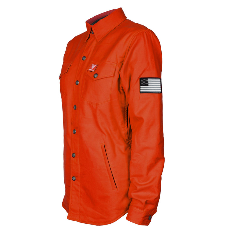 Load image into Gallery viewer, Protective Flannel Shirt for Women - Orange Solid with Pads
