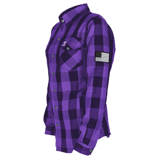 Protective Flannel Shirt for Women - Purple and Black Checkered